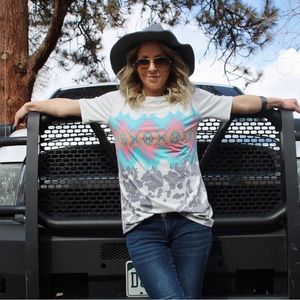 Aztec and cow print T-shirt New